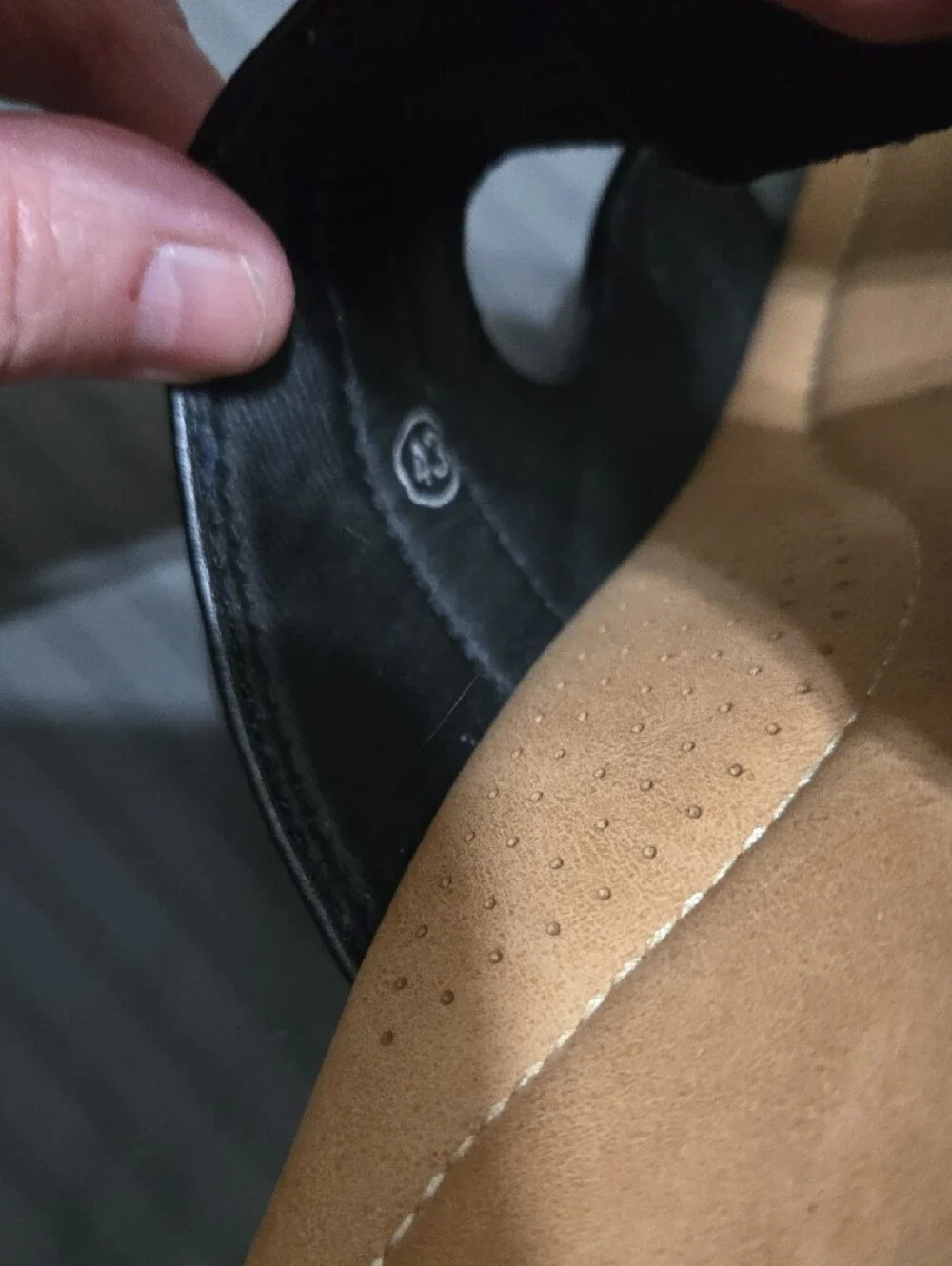 Black Double-Strap Slide Sandals with Cushioned Tan Footbed